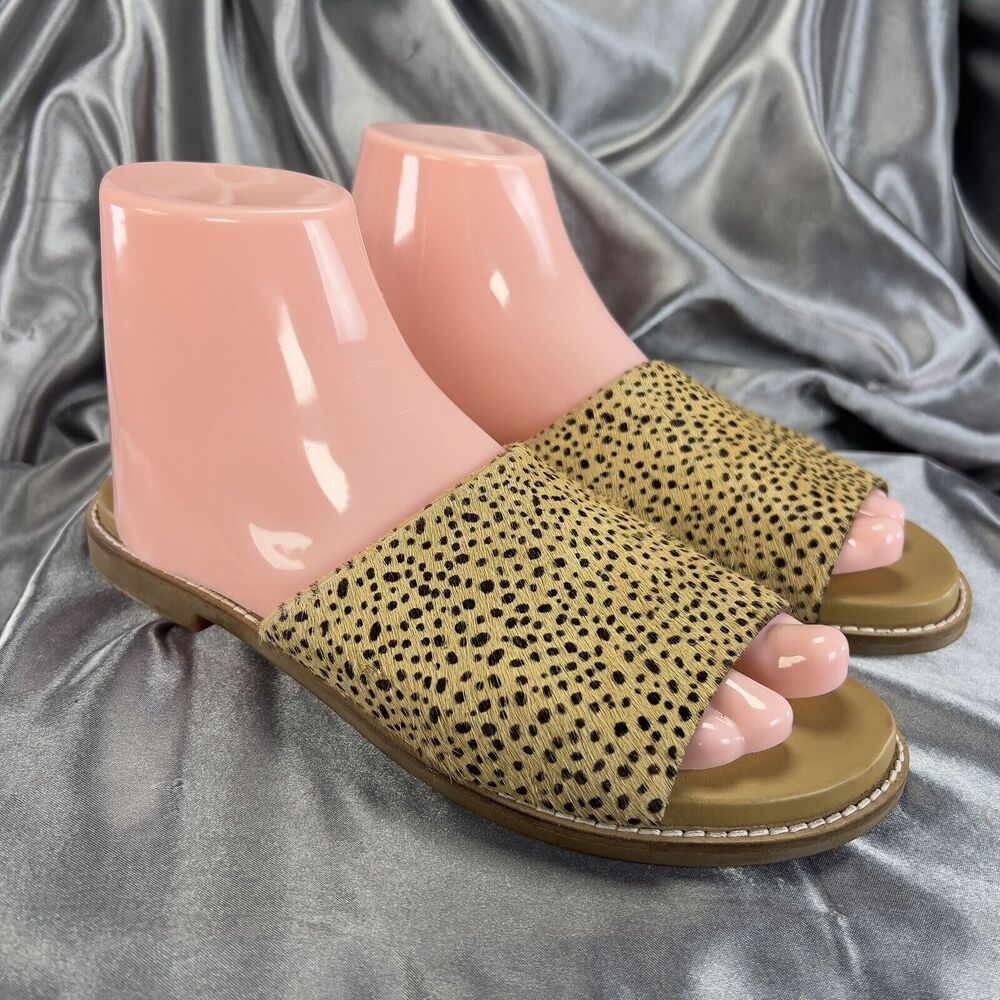 Hush Puppies Lexi Slide‎ Women’s 8 Cheetah Print Calf Hair Sandals Summer Shoes